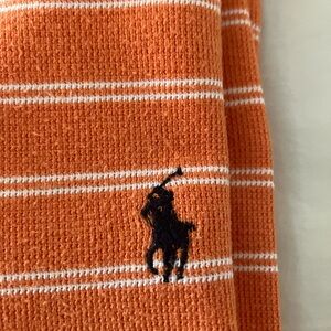 Men’s POLO by Ralph Lauren in flattering striped orange and white,
